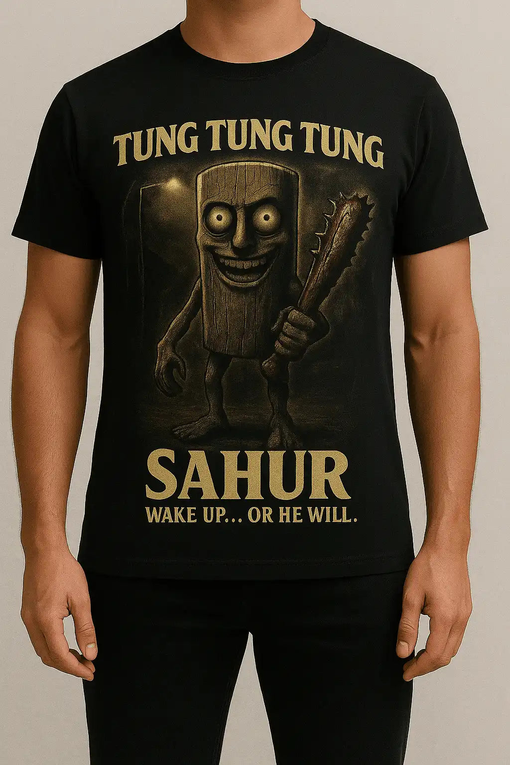 Tung Tung Sahur Horror Graphic T-Shirt – Limited Edition T-shirt – Streetwear | Italaco Black Front
