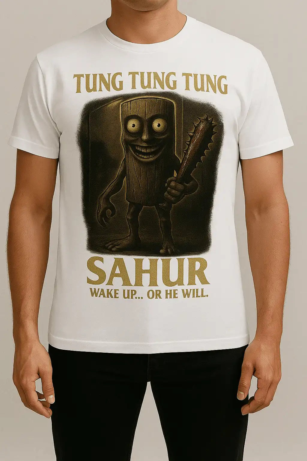Tung Tung Sahur Horror Graphic T-Shirt – Limited Edition T-shirt – Streetwear | Italaco White Front