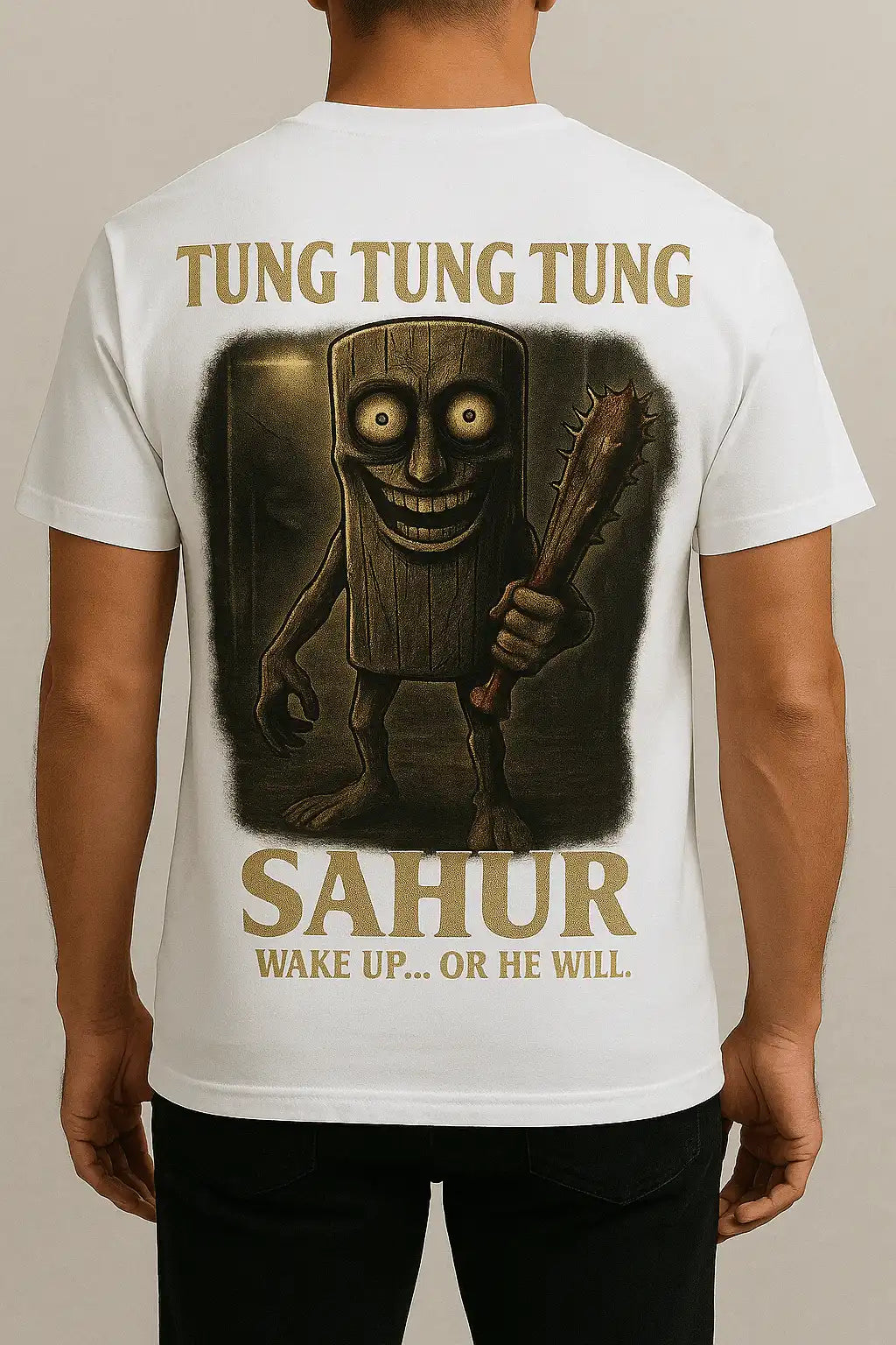 Tung Tung Sahur Horror Graphic T-Shirt – Limited Edition T-shirt – Streetwear | Italaco White Back