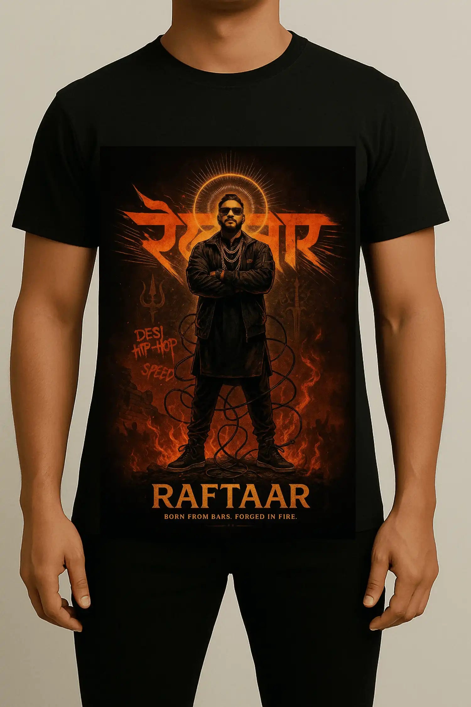 A Raftaar – Born From Bars Graphic T-Shirt (Limited Edition Drop) Black Front