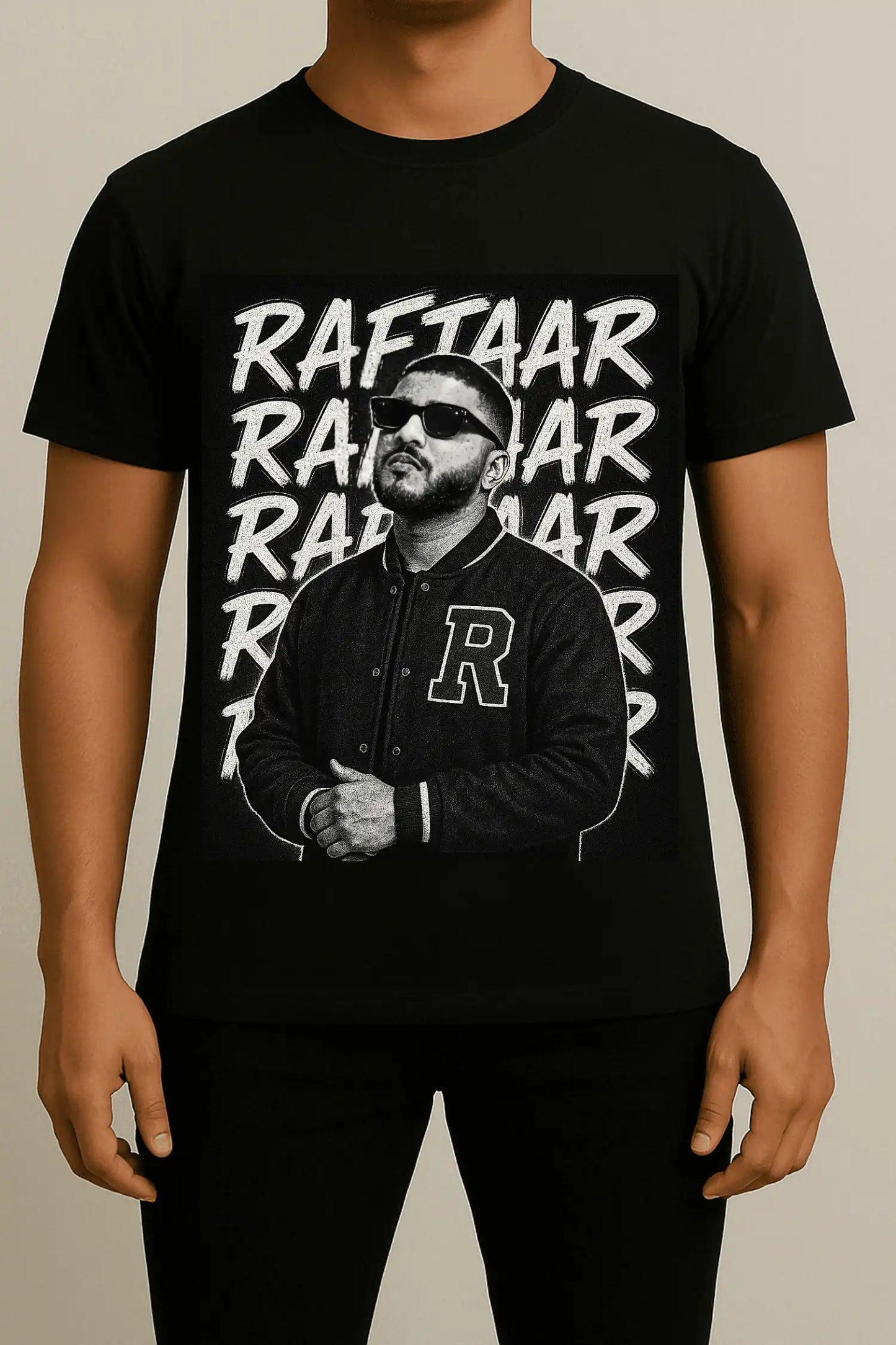 A Raftaar Graffiti T-shirt – Desi Hip-Hop Black & White Edition Black Front