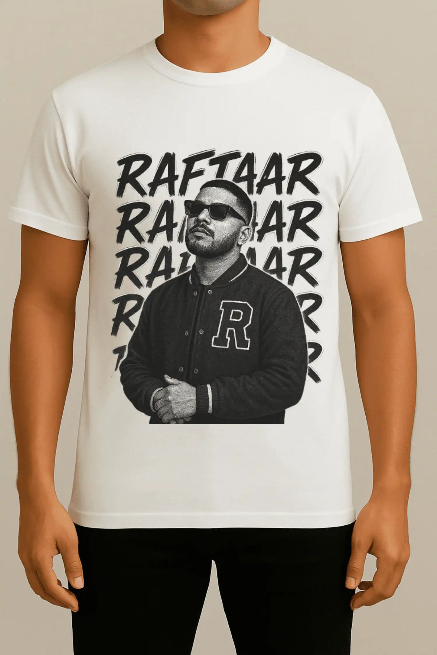 A Raftaar Graffiti T-shirt – Desi Hip-Hop Black & White Edition White Front