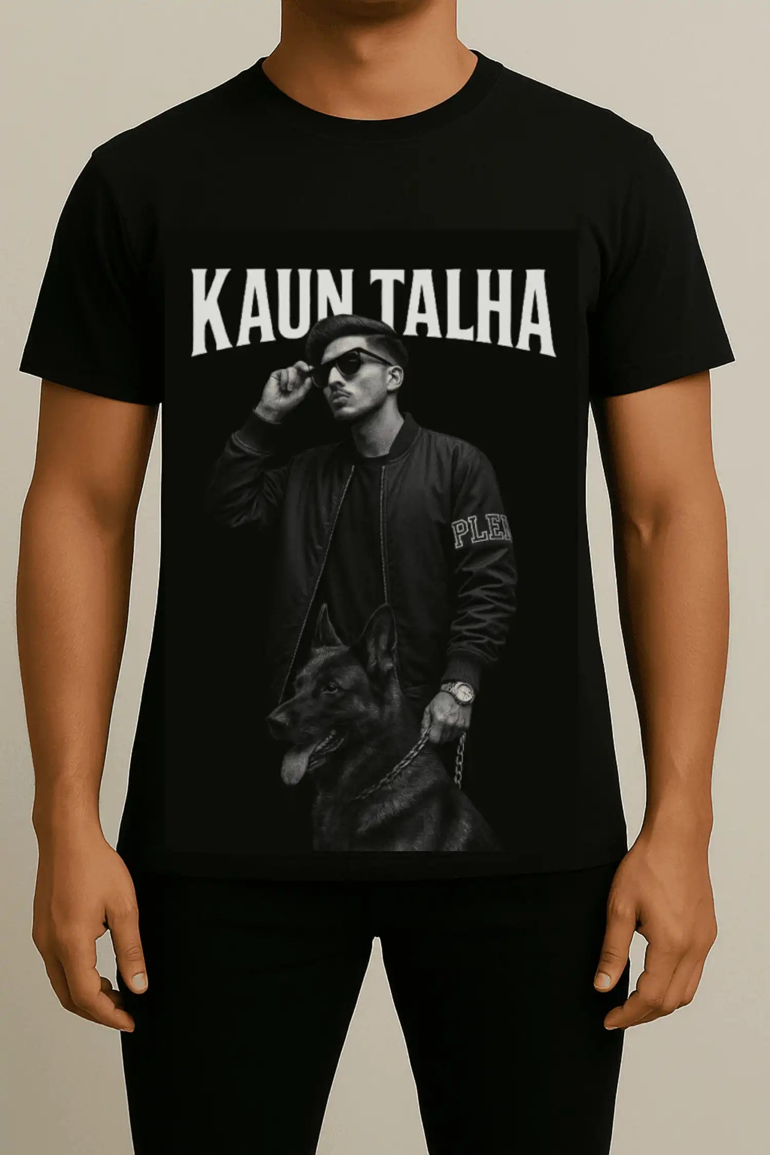 KAUN TALHA T-Shirt – Black & White Streetwear Drop Black Front